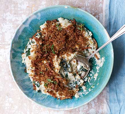 Celeriac & cavolo nero colcannon with thyme & bacon crumb