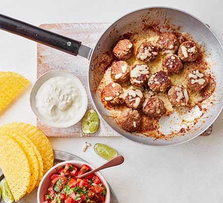 Tex-Mex meatball tacos