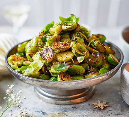 Chilli-charred Brussels sprouts