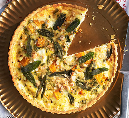 Butternut, sage & hazelnut quiche