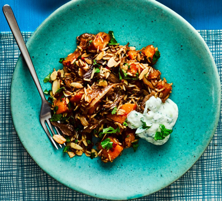 Butternut biryani with cucumber raita