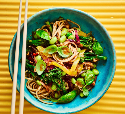 Sticky noodles with homemade hoisin