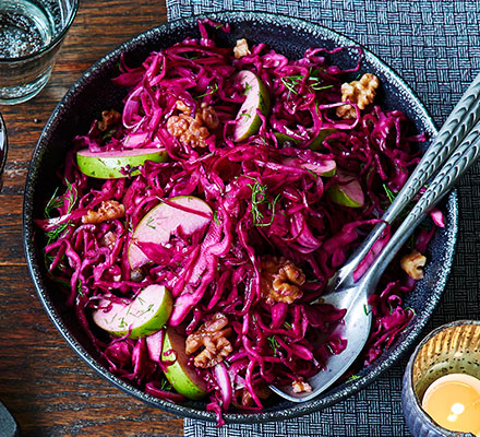 Pickled red cabbage with walnuts & apple