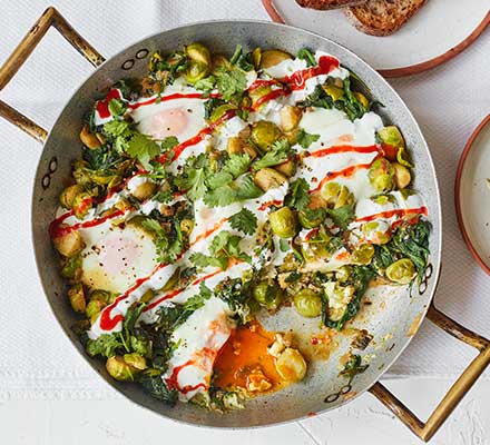 Sprout & spinach baked eggs