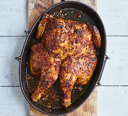 Roast spatchcock chicken with lemongrass, honey & fish sauce