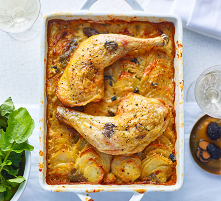 Truffle chicken & potato gratin