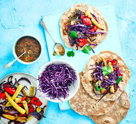 Chargrilled vegetable tacos with smoky salsa