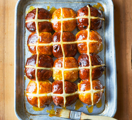 Chocolate checkerboard hot cross buns