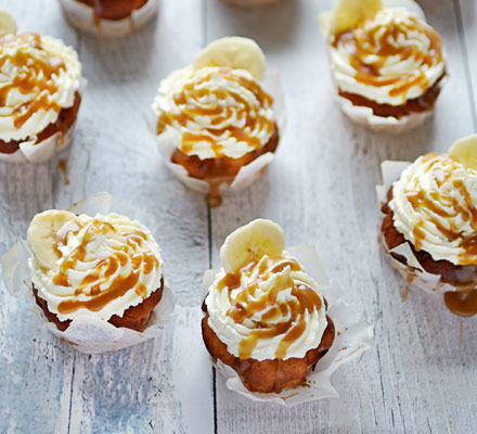 Banoffee muffins with cream & salted caramel
