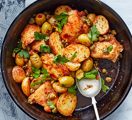 Chicken & crispy capers with new potatoes