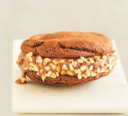 Choc hazelnut ice cream sandwich