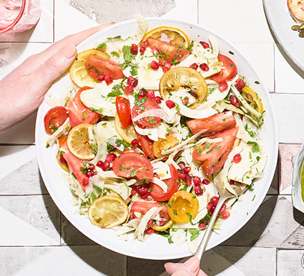 Fennel, roast lemon & tomato salad