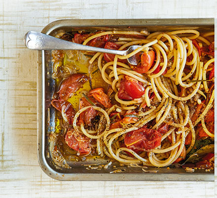 Roast tomato pasta with breadcrumbs & ricotta