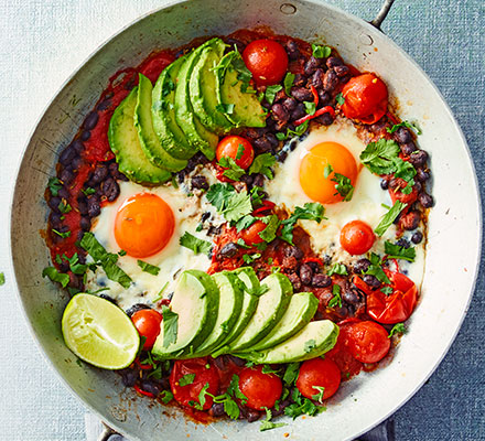 Avocado & black bean eggs