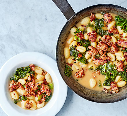 Sausage, kale & gnocchi one-pot