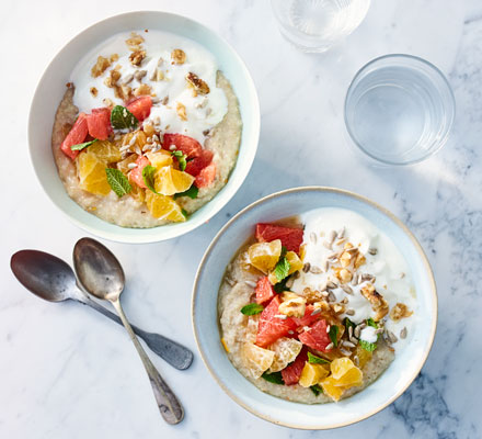 Clementine & vanilla porridge with citrus salsa