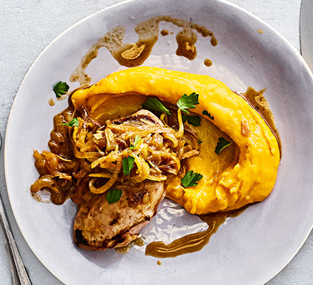 Seared duck with ginger mash