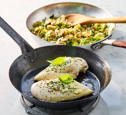 Herb & ricotta chicken with mushroom rice