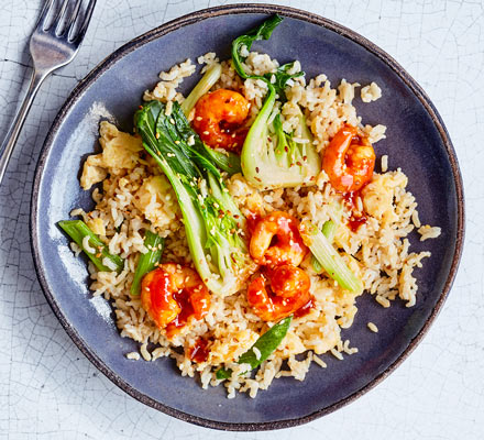 Spicy teriyaki prawns & sesame fried rice