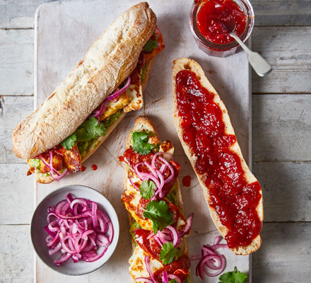 Chorizo & halloumi breakfast baguette