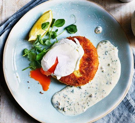 Luxury fishcakes with tartare velouté