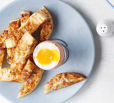 Marmite & gooey cheese crumpet soldiers