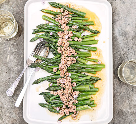 Asparagus with spiced butter & brown shrimp