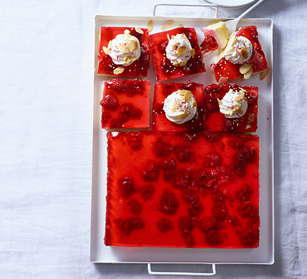 Jelly & custard trifle squares