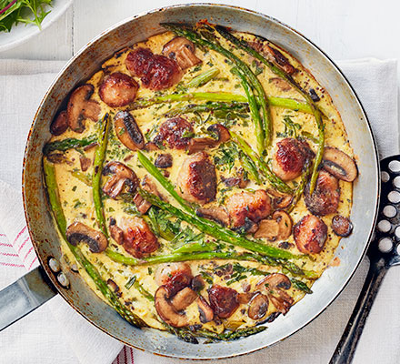 Tarragon, mushroom & sausage frittata