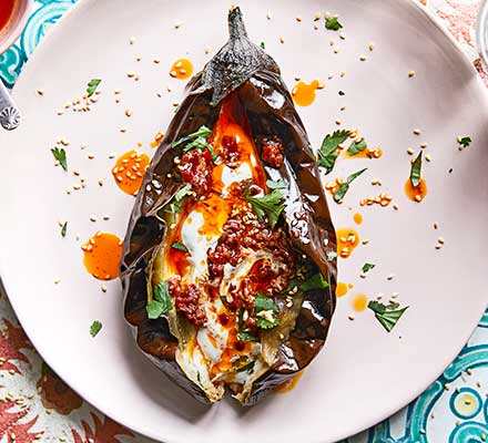 Roasted Eggplant with Curried Yogurt