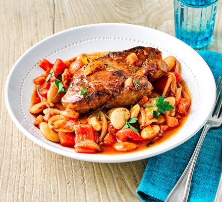 Spanish pork with beans