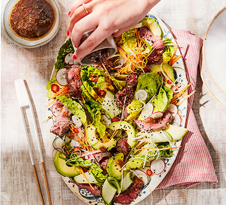 BBQ rainbow beef salad