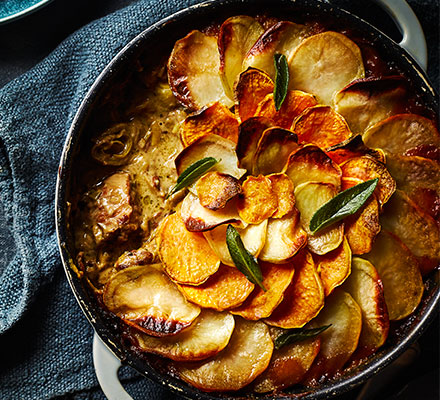 Slow-cooked pork, cider & sage hotpot