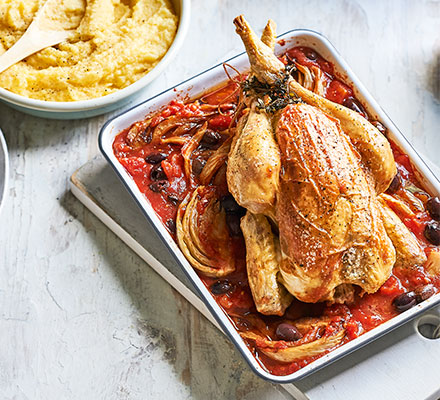 Roast chicken with fennel & olives