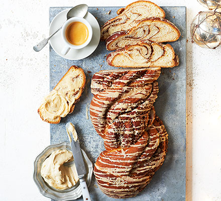 Twisted spiced bread with honey & tahini butter