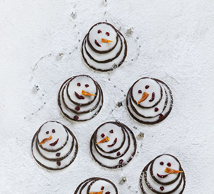 Chocolate snowmen biscuits