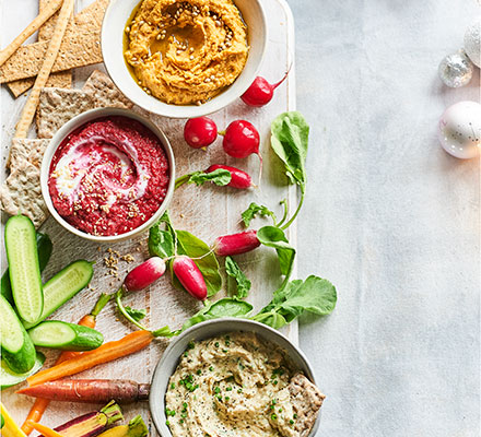 Rainbow winter dips & crudités