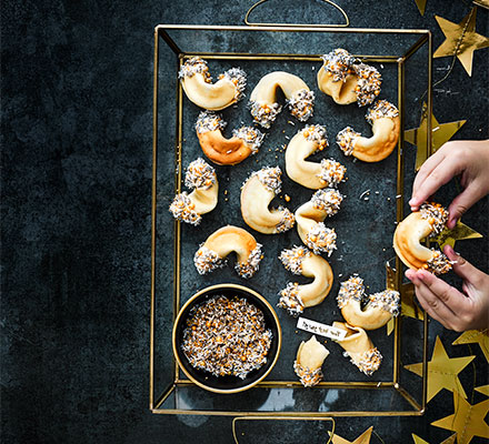 White chocolate fortune cookies