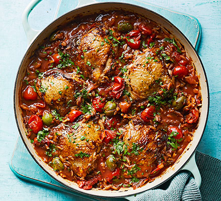 Chicken cacciatore one-pot with orzo