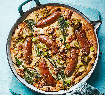 Easy cheesy mustard toad-in-the-hole with broccoli