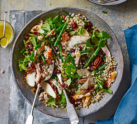 Smoked chicken, pot barley & cranberry salad - BBC Good Food Middle East