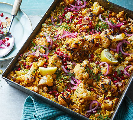 Harissa cauliflower pilaf