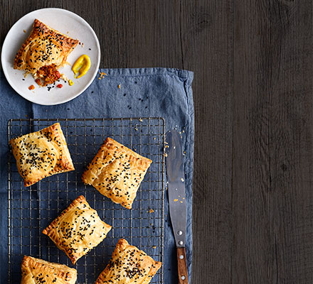 Spiced ‘chorizo’ pastry slices