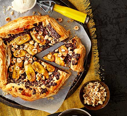 Caramelised banana & chocolate galette