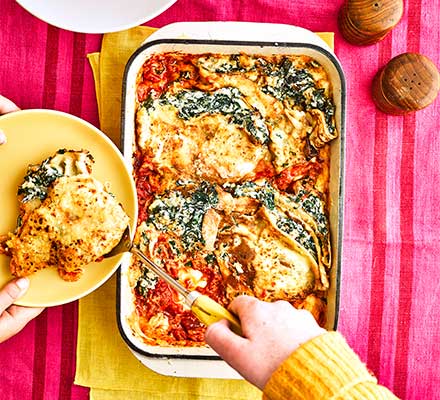 Spinach & ricotta pancake bake