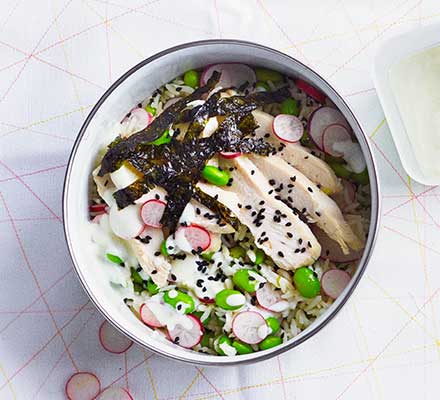 Wasabi chicken rice salad