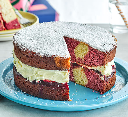 Pink marble sandwich cake