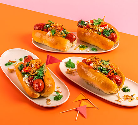 Chorizo hot dogs with chimichurri