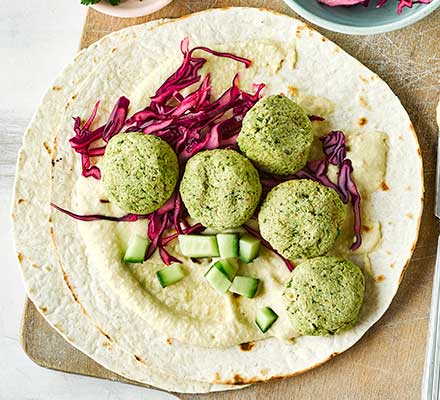 Edamame falafel wraps