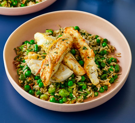 Herby fish fingers with Chinese-style rice